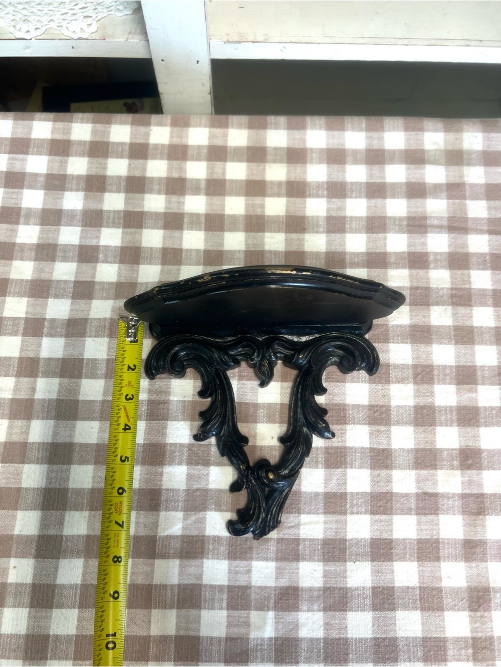Vintage syroco wall shelf decor black gold grandma core